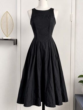 Ivan Grundahl Black Midi Dress Cotton Blend Size 38 Sleeveless A-Line
